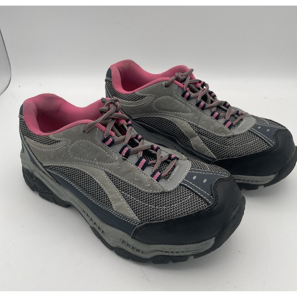 BRAHMA Sarah Steel Toe‎ Work Shoes Sneakers Boots Women's Size 9.5 Pink and Gray